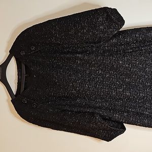 BCBGMAXAZRIA BCBG Black Crinkle Textured Shift dress S 3/4 slv Cocktail Formal